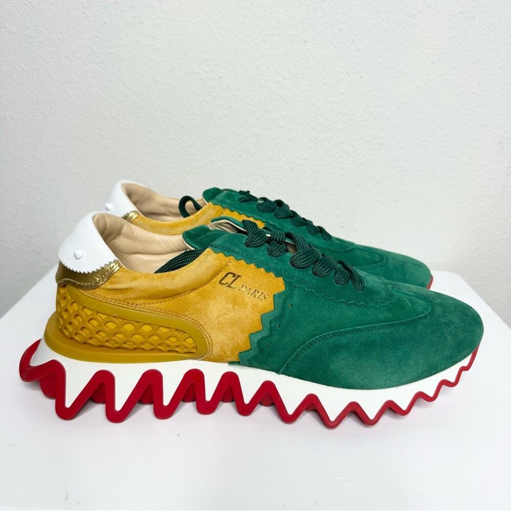 NEW Christian Louboutin Loubishark Sneakers Size 45.5 / US 12.5 Green Yellow Red